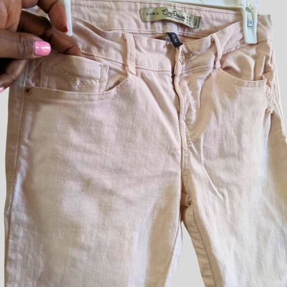 Zara Trafaluc Jeans Women's Size 4 Dusty Rose Slim Fit Cropped Y2K Core Denim - Picture 8 of 16